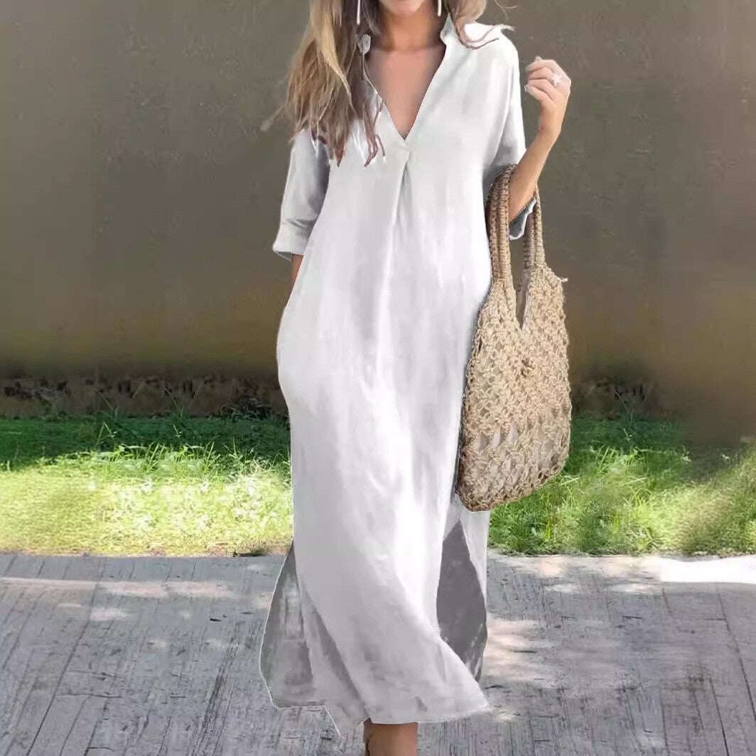 🌸Elegantna haljina s V izrezom i prorezom🍃