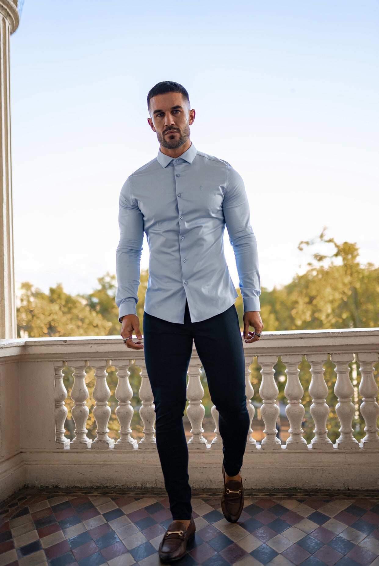 Slim Stretch Navy Sateen Trousers - FSH406