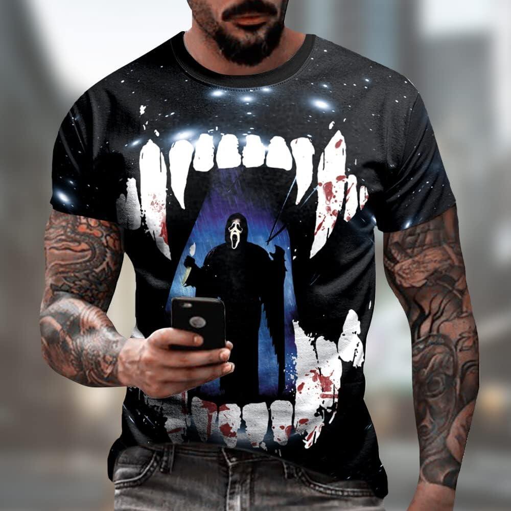Men's 3D Print Skull T-Shirt 3D Creative Print Short Sleeve T-Shirt Casual Round Neck Novelty Street Fashion Tees Shirt