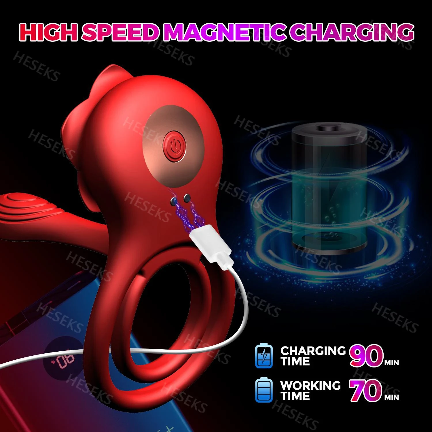 HESEKS ANEL PENIANO VIBRATÓRIO ROSA, 10 ANÉIS PENIANOS VIBRATÓRIOS, PONTO G, ESTIMULADOR DE CLITÓRIS, CASAIS ADULTOS, BRINQUEDO SEXUAL PARA HOMENS