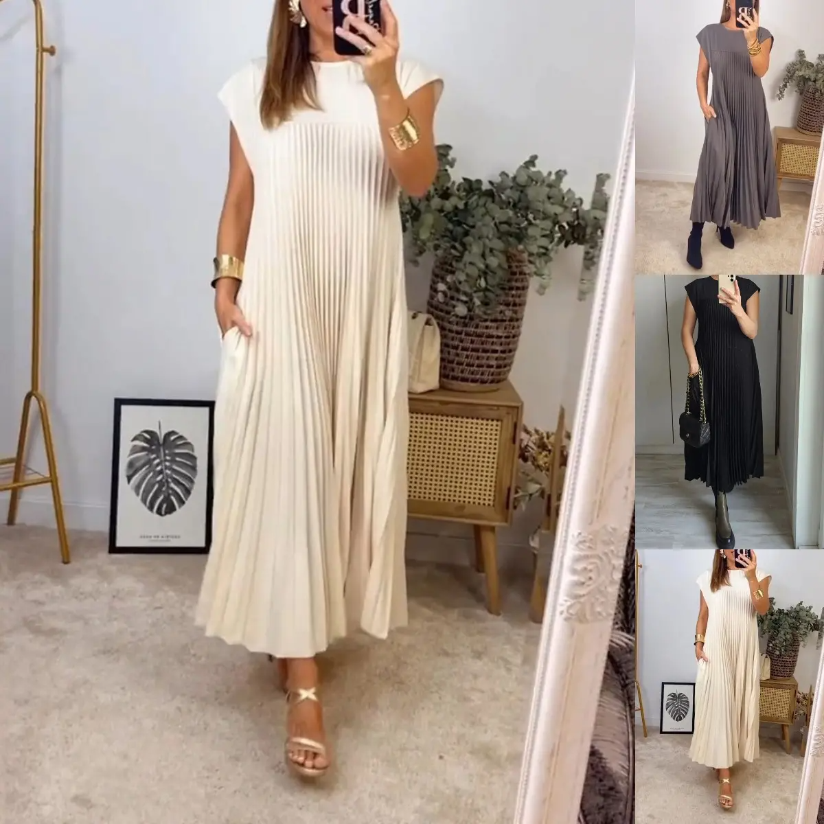 🔥❤️【S-3XL】Nova obična plisirana haljina bez rukava za 2024