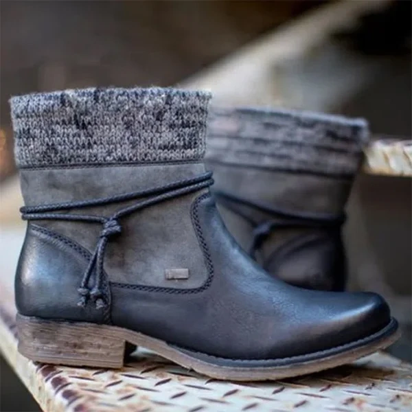 🔥Último dia de promoção 50% OFF - Botas femininas casuais vintage de couro com zíper
