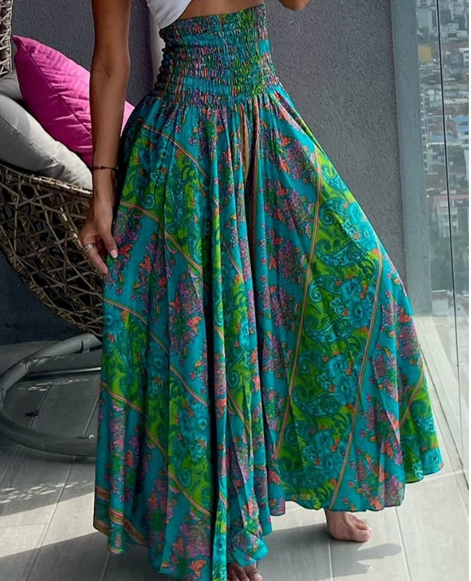 2025 nova saia floral casual fashion com meio corpo