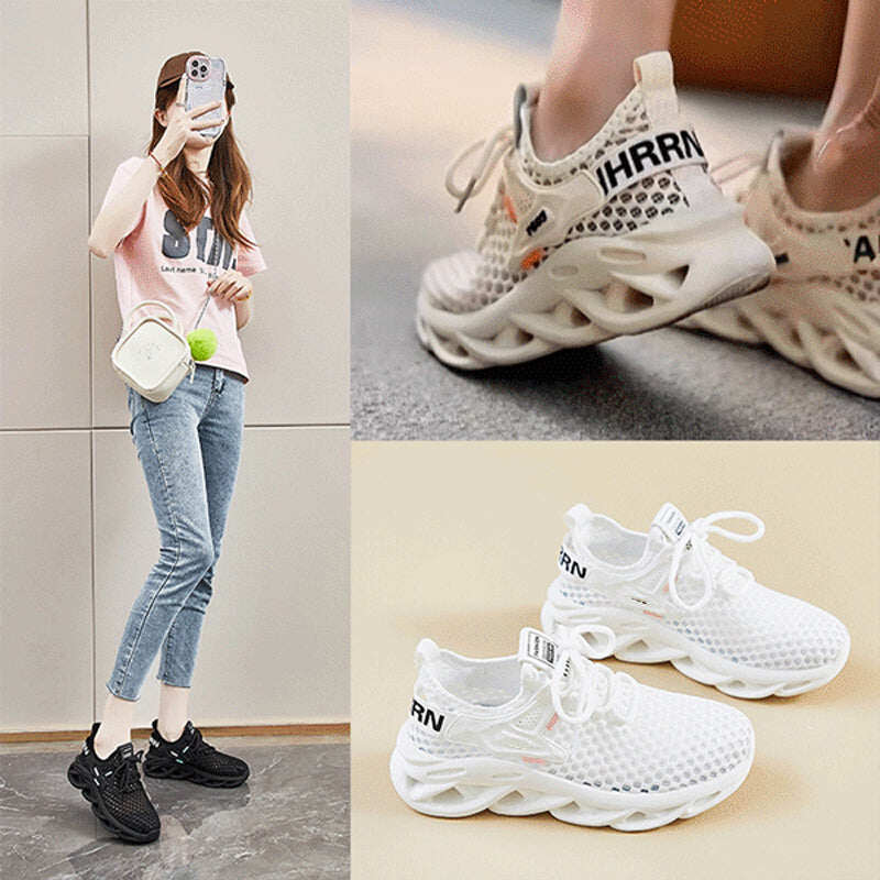 Tênis de corrida feminino respirável e antiderrapante com sola macia