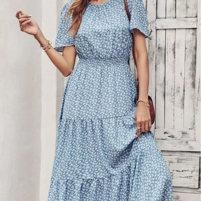 Мода дълга рокля с цветен печат дамска лятна бохо рокля