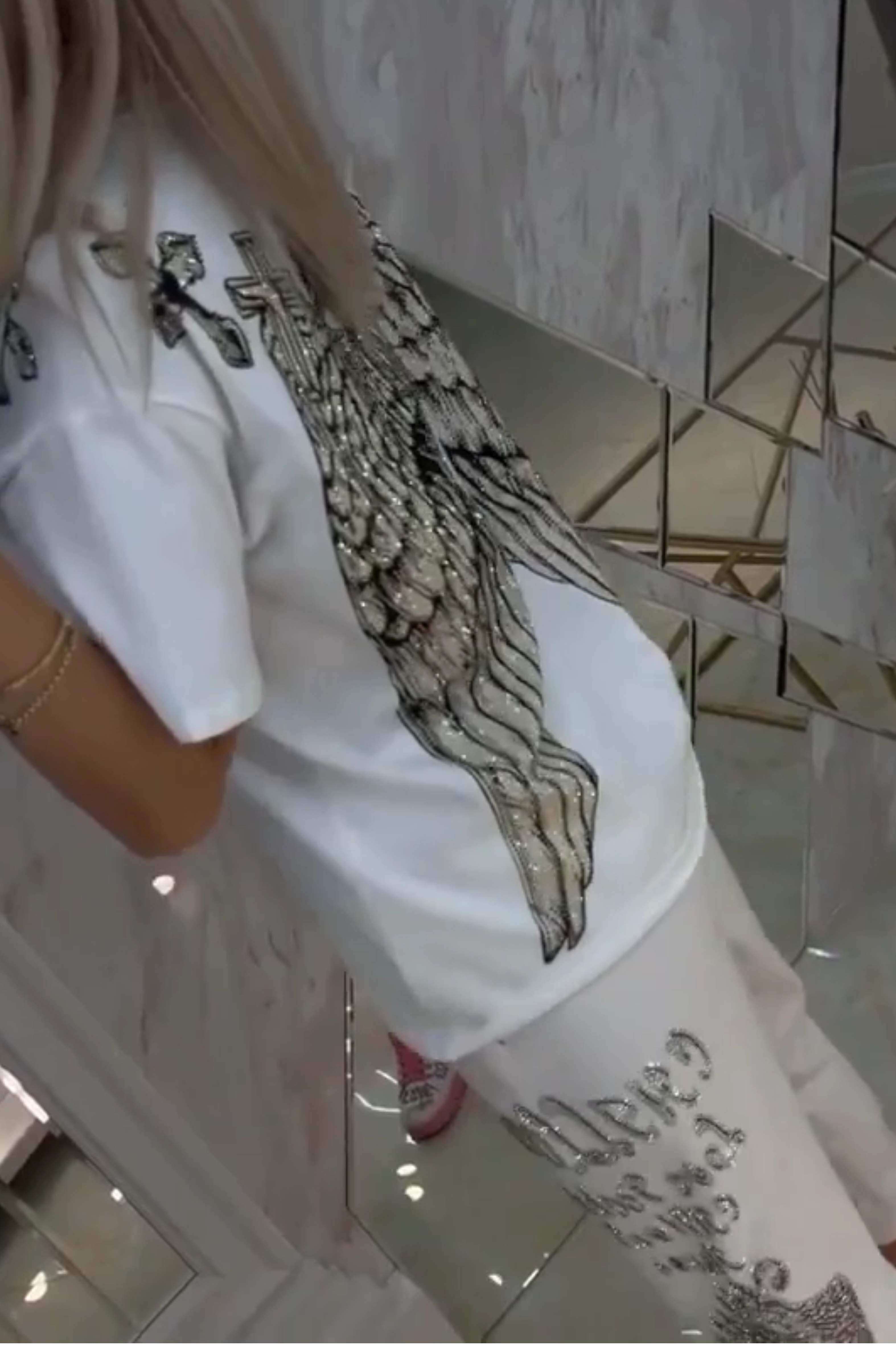 Conjunto feminino de duas peças top e calça com estampa Hot Diamond