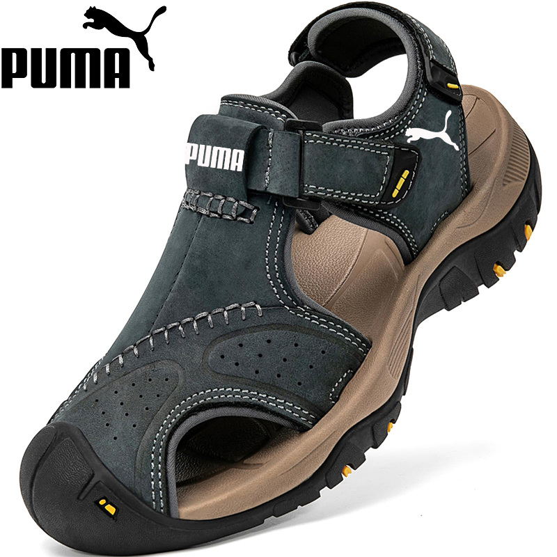 PUMA Sandały sportowe męskie z zamkniętymi palcami, skórzane, turystyczne, sportowe, spacerowe, na zewnątrz, na plażę, szlak, na rzekę, wędkarskie, do wody, lekkie, wygodne, wodoodporne