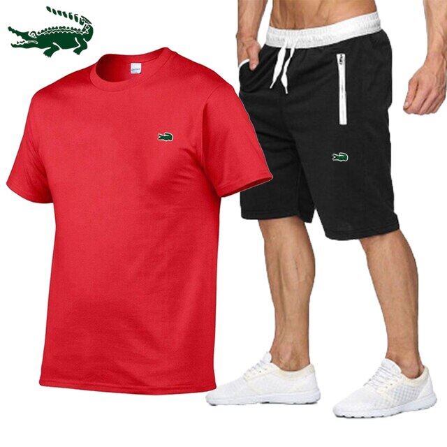 Cartelo High quality spring and summer new men's casual sports cotton round neck short-sleeved T-shirt+casual sports pants set