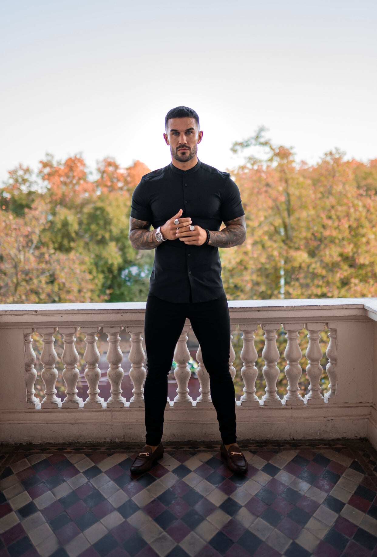 Slim Stretch Black Sateen Trousers - FSH405