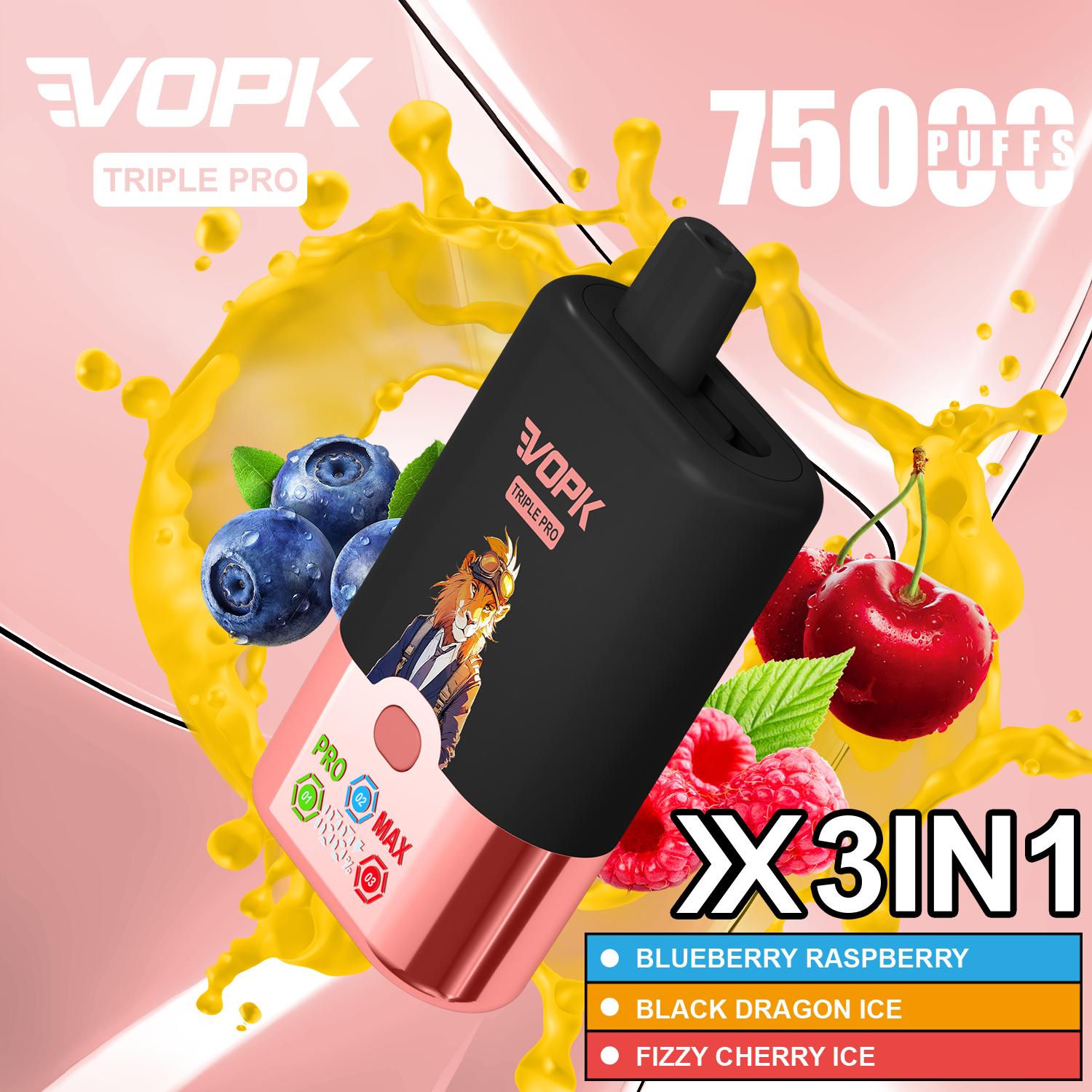 VOPK Triple Pro 75K 3 In 1 Flavors 75000 Puff