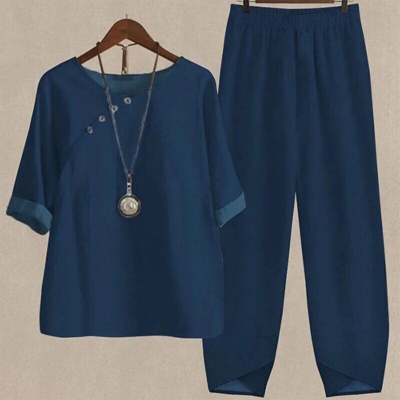 【S~5XL】😍2024 Novo conjunto de blusas e calças estampadas de duas peças