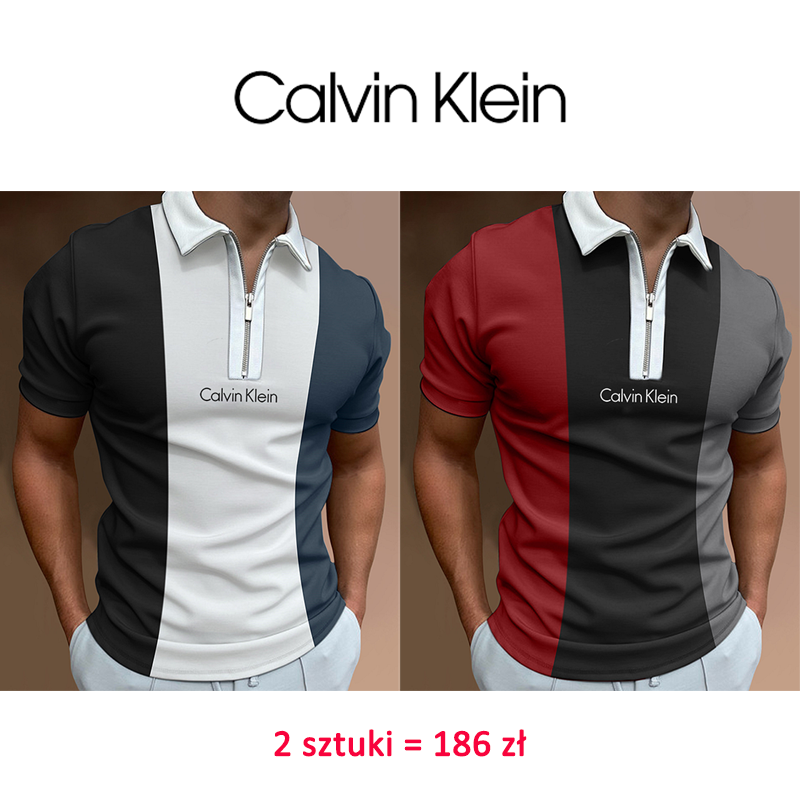 Calvin Klein ® Kontrastowa kolorowa swobodna koszulka polo , 2 sztuki