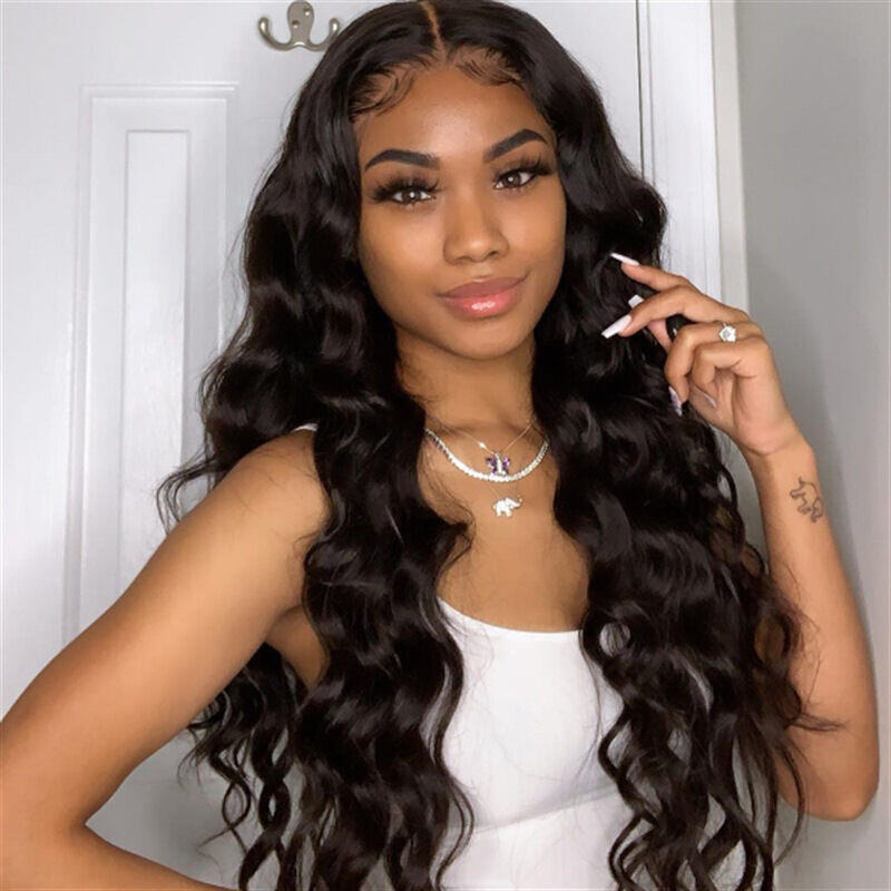 Body Wave 13x4 Lace Wig -180% Densidade Natural Cabelo Humano Preto | Gel Free Wig