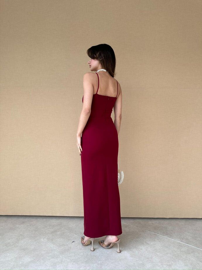 Vestido feminino slim sexy com fenda