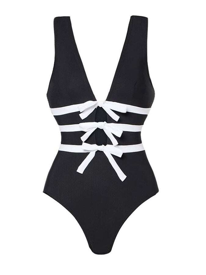 2025 New design Bowknot Decor One Piece Swimsuit
