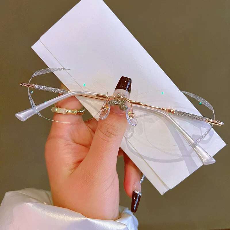 ÓCULOS FEMININOS SEM ARO DIAMANTE ANTI-LUZ AZUL PARA PRESBIOPIA
