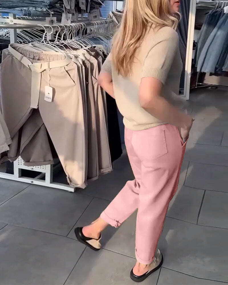 Spodnie Jednolity kolor Casual Proste