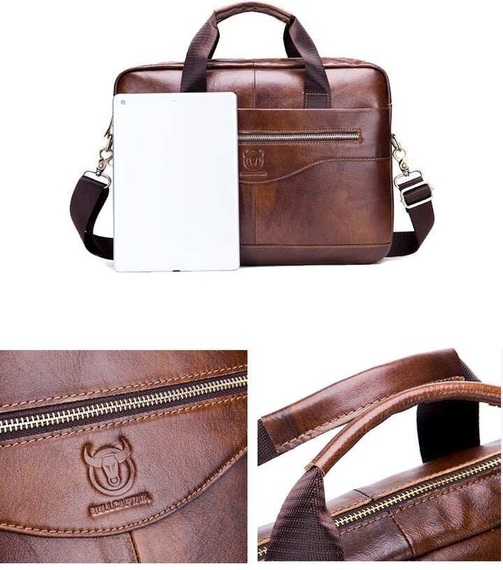 Męska teczka z prawdziwej skóry w stylu vintage na laptopa