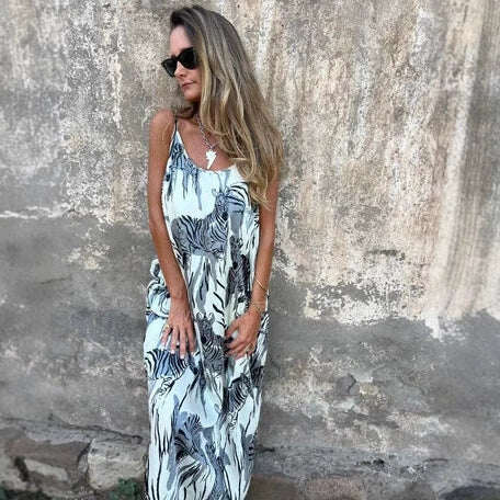 🌺 Vestido estampado sem alças finas