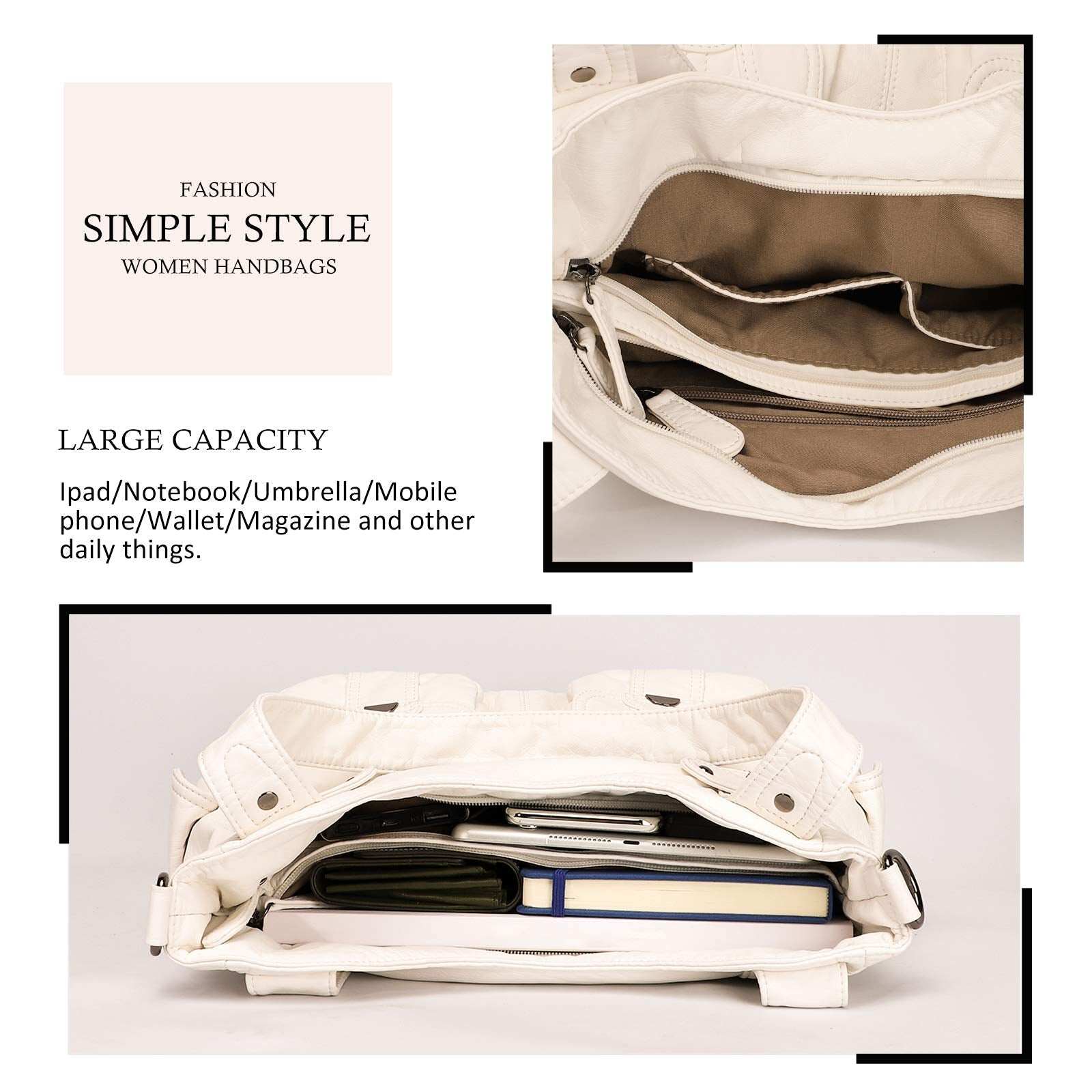 Bolsa de couro premium com muitos bolsos