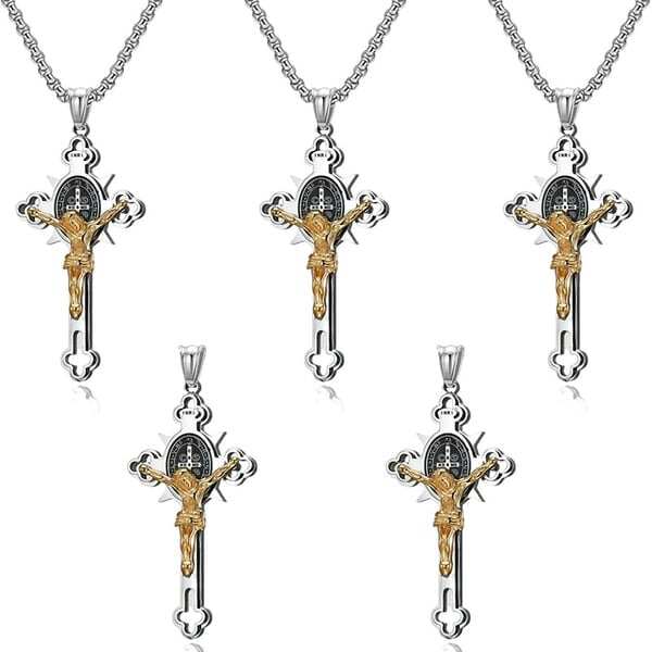 Colar com pingente de cruz de proteção ST.Benedict