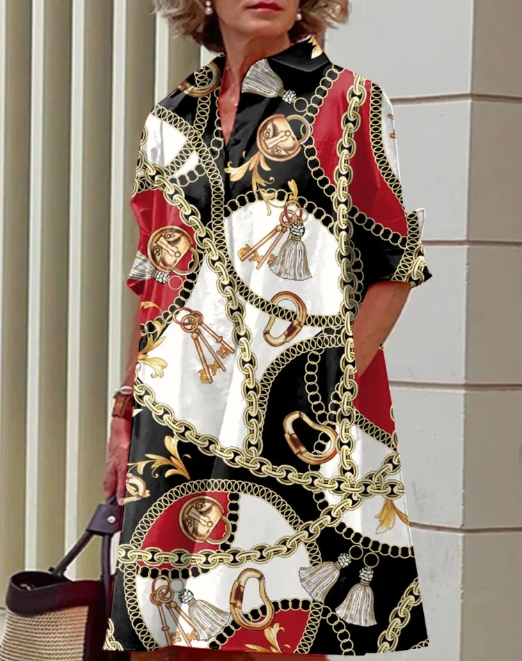 Луксозна бална риза с щампа с елегантна рокля 2024 г