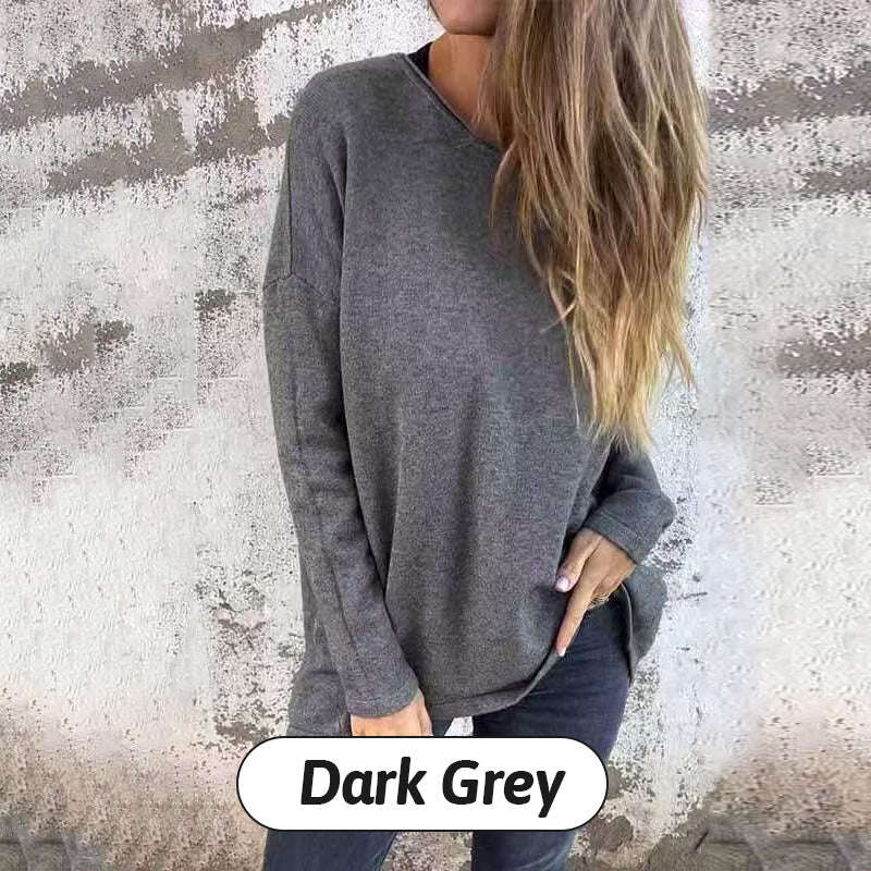 🌹Blusas femininas com decote redondo e mangas compridas