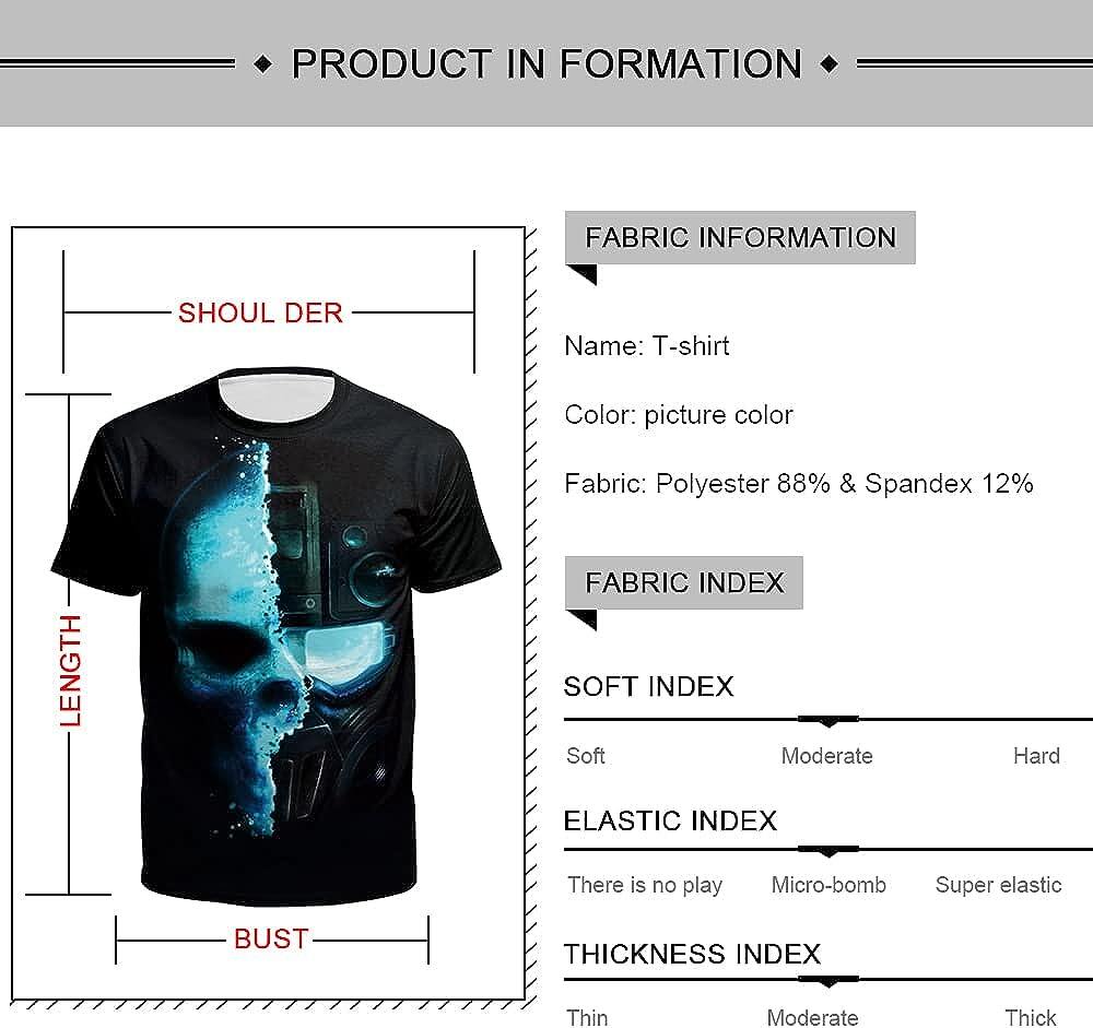 Men's 3D Print Skull T-Shirt 3D Creative Print Short Sleeve T-Shirt Casual Round Neck Novelty Street Fashion Tees Shirt