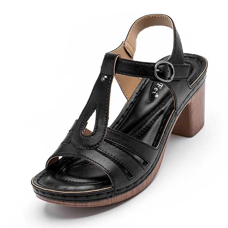 Sandálias femininas de salto grosso baixo