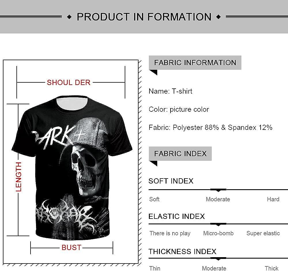 Men's 3D Print Skull T-Shirt 3D Creative Print Short Sleeve T-Shirt Casual Round Neck Novelty Street Fashion Tees Shirt