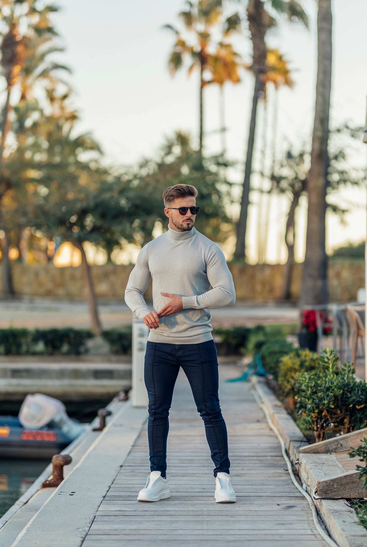 Father Sons Slim Stretch Navy Sateen Pintuck Trousers - FSH714