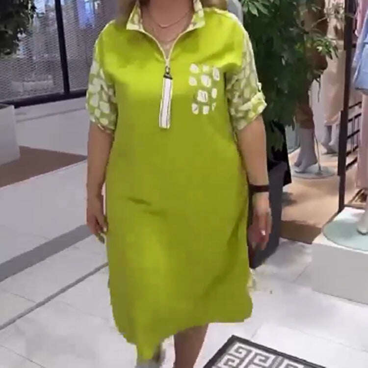 Vestido feminino patchwork na altura do joelho