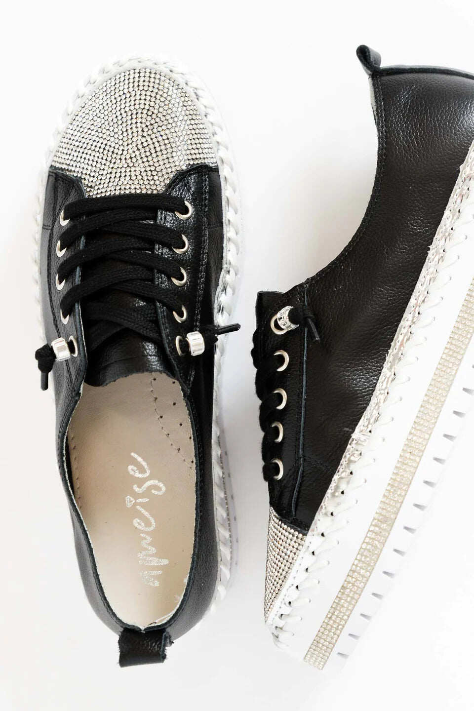 Tênis de couro Crystal Silver - 50% de desconto por tempo limitado