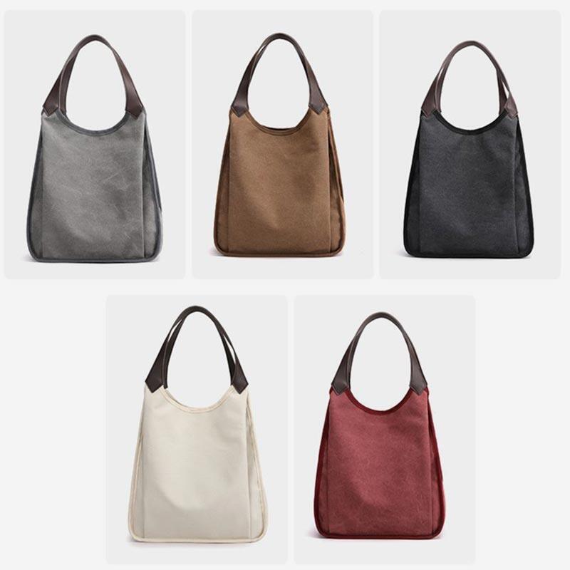 Bolsa feminina média com três compartimentos Bolsa de ombro espaçosa em lona