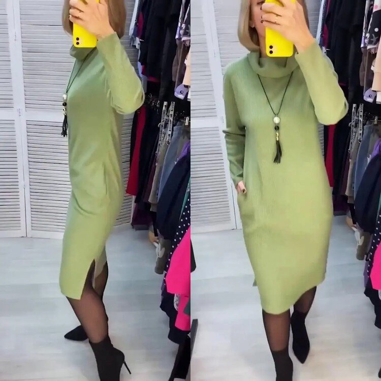 【S-3XL】NOVO VESTIDO DE MALHA DE OUTONO E INVERNO COM CARANGUEJO: MACIO, CONFORTÁVEL, QUENTE E UNIVERSAL.