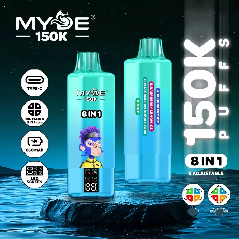 MYDE 8IN1 150000 Puffs disposable vapes A tropical blend of Strawberry Ice & Mango & Pineapple & Ice Cream