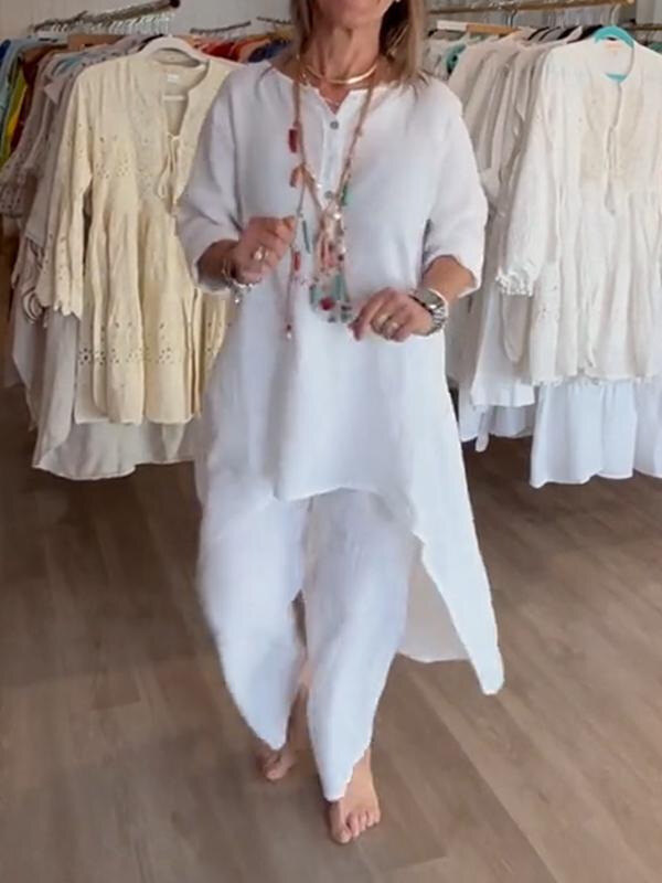 🔥Conjunto de duas peças confortável e folgado para senhora