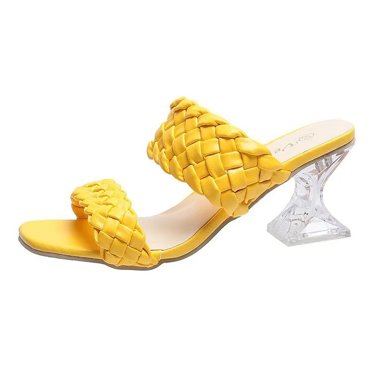 【36-43】Chinelos de salto alto cristal