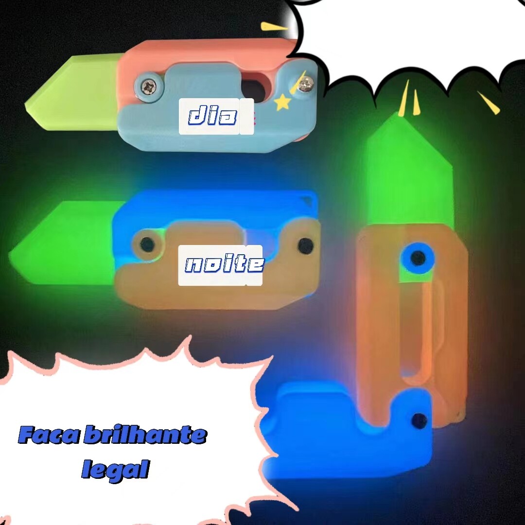 Faca de gravidade 3d luminosa faca de cenoura descompressão push marca brinquedo impressão faca de gravidade faca de cenoura