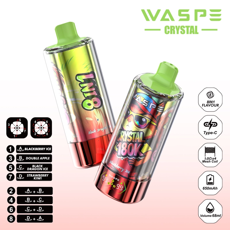 180000 puffs vape, 8 in 1 disposable vape, bulk disposable vape, rechargeable disposable vape, WASPE disposable vape