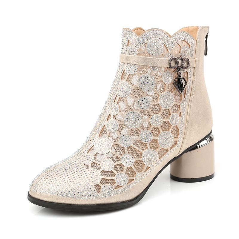 Moda Rhinestone Tulle Hollow buty damskie