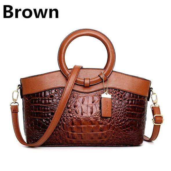 Bolsa De Couro Com Padrão De Crocodilo Em Estilo Retro