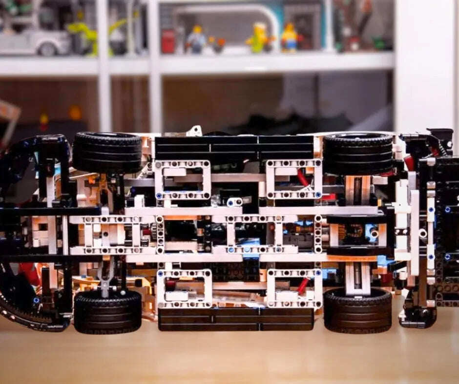 Porsche 911 RSR Lego branco (1580 peças) (1580 peças) com motor boxer de 6 cilindros e portas - Escala 1:10 - 1580 peças