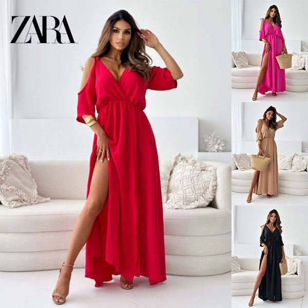 ZARA®Vestido com decote em V e abertura nos ombros