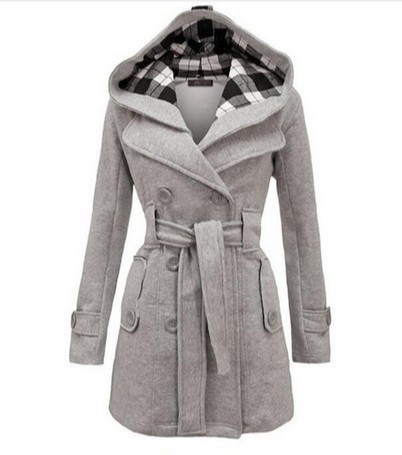 ✨NOVO CASACO COLORIDO COM CAPUZ COM CINTO E CASACO LONGO DUPLO BREASTED