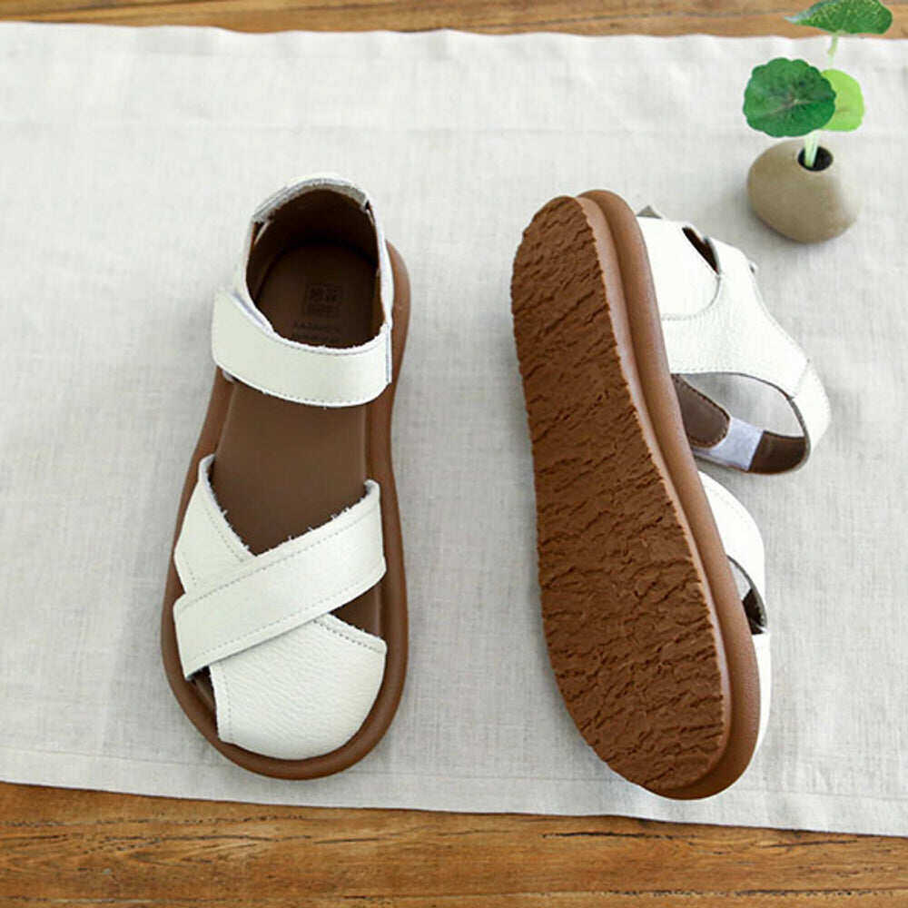 Sandálias de velcro respirável com tira cruzada