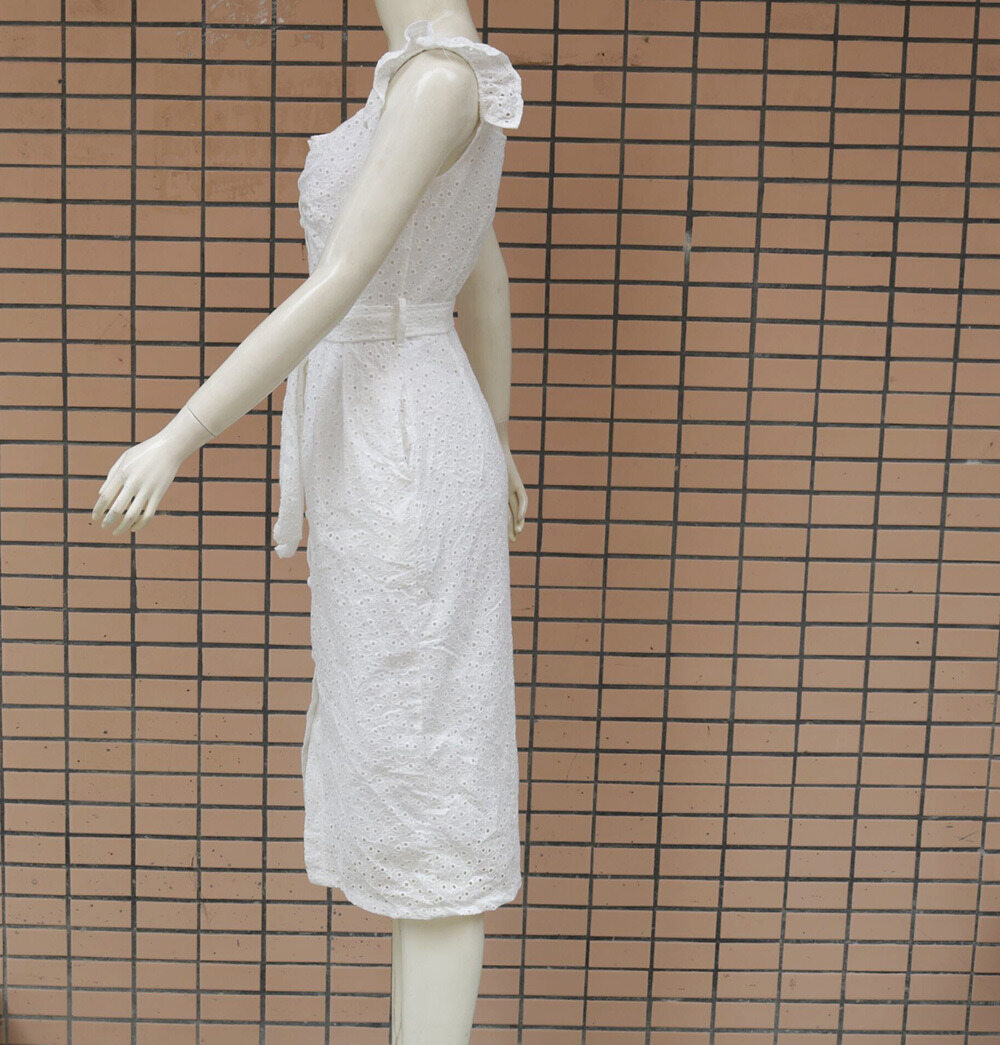 Vestido feminino de verão com decote quadrado bordado slim fit sexy com capa de quadril