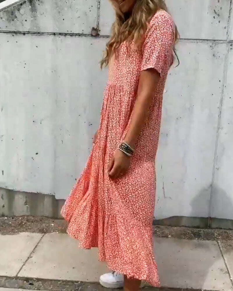Vestido manga curta com estampa floral