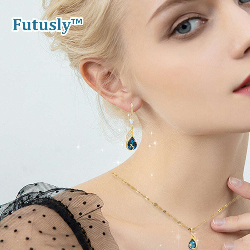 FUTUSLY™ КОМПЛЕКТ ОБЕЦИ И КОЛИЕ ОТ КРИСТАЛЕН ПАУН С МАГНИТЕН ГЕРМАНИЙ ЗА ЛИМФЕН ДРЕНАЖ