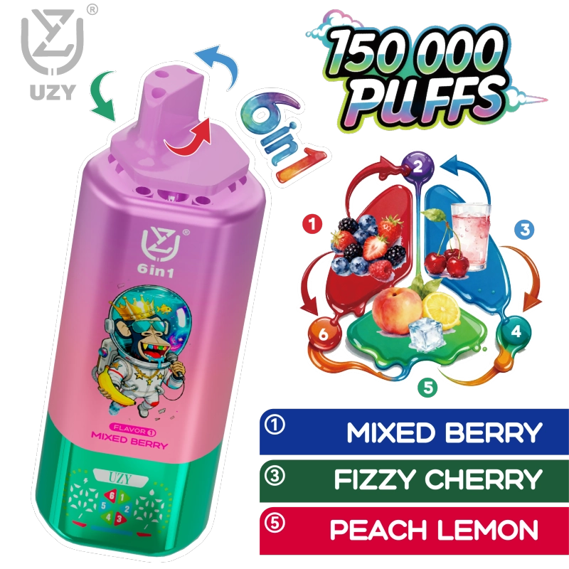 UZY 150K Puffs Vape Strawberry Dragon Fruit & Red Bull & Raspberry Watermelon